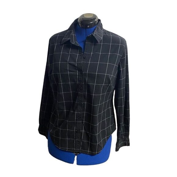 ZAC & RACHEL Women’s Button Black White Shirt Long Cuffed  Sleeves Size XL - Picture 1 of 7